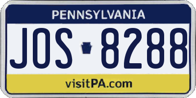 PA license plate JOS8288