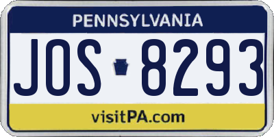 PA license plate JOS8293