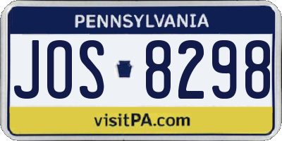 PA license plate JOS8298