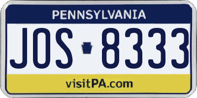 PA license plate JOS8333