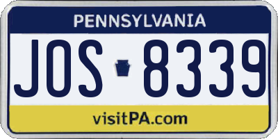 PA license plate JOS8339