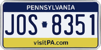 PA license plate JOS8351