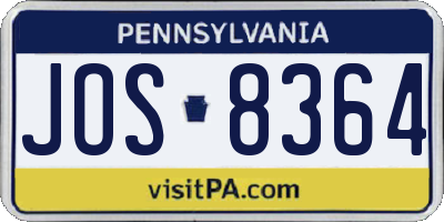 PA license plate JOS8364