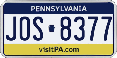 PA license plate JOS8377