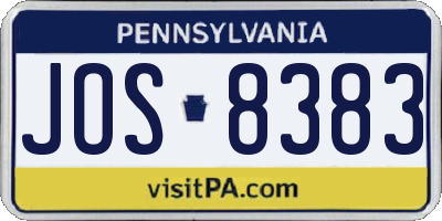 PA license plate JOS8383
