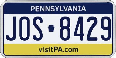 PA license plate JOS8429