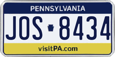 PA license plate JOS8434