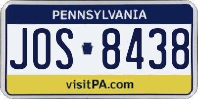 PA license plate JOS8438