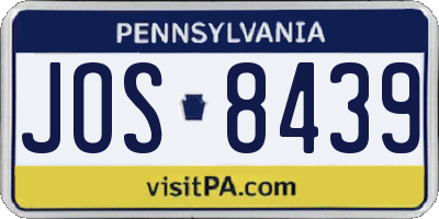 PA license plate JOS8439