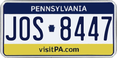 PA license plate JOS8447