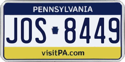 PA license plate JOS8449