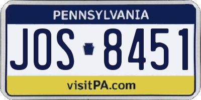 PA license plate JOS8451