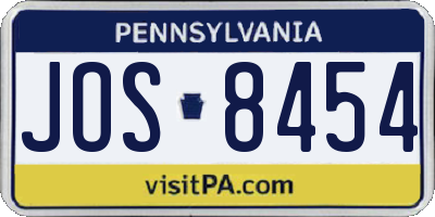 PA license plate JOS8454