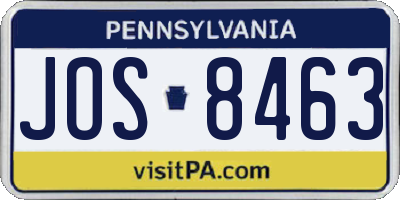 PA license plate JOS8463