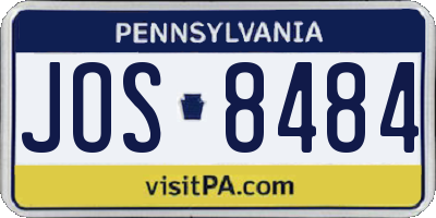 PA license plate JOS8484