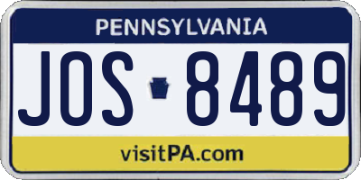 PA license plate JOS8489