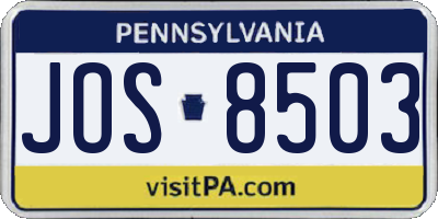 PA license plate JOS8503