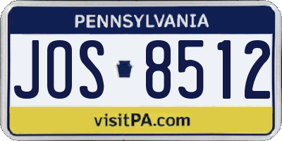 PA license plate JOS8512