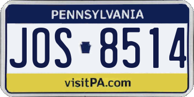 PA license plate JOS8514