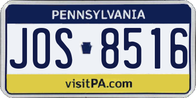 PA license plate JOS8516
