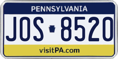PA license plate JOS8520