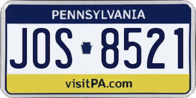 PA license plate JOS8521