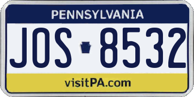 PA license plate JOS8532