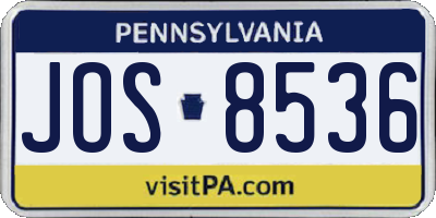 PA license plate JOS8536