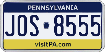 PA license plate JOS8555