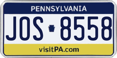PA license plate JOS8558