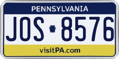 PA license plate JOS8576