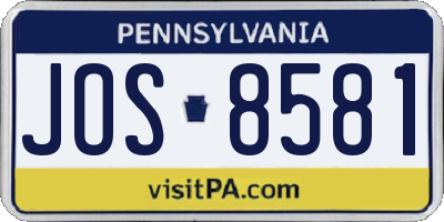 PA license plate JOS8581
