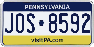 PA license plate JOS8592