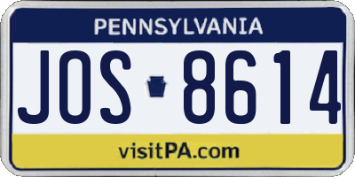 PA license plate JOS8614