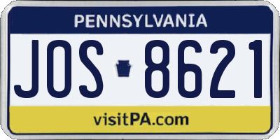 PA license plate JOS8621