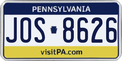 PA license plate JOS8626