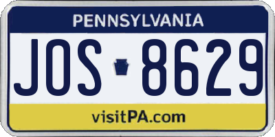 PA license plate JOS8629