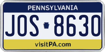 PA license plate JOS8630