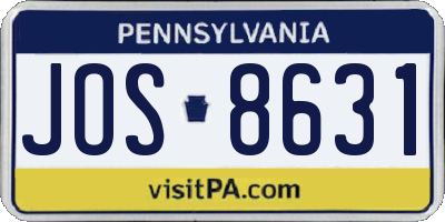 PA license plate JOS8631