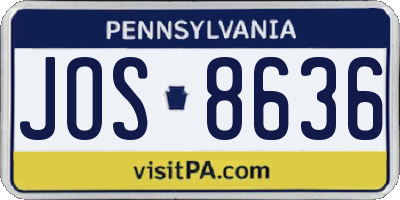 PA license plate JOS8636