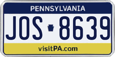 PA license plate JOS8639
