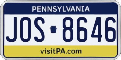 PA license plate JOS8646
