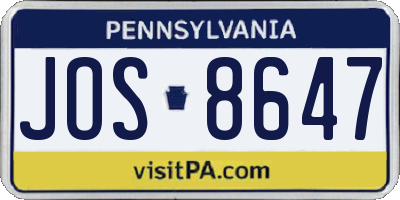PA license plate JOS8647