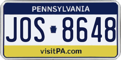 PA license plate JOS8648