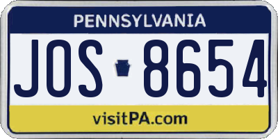 PA license plate JOS8654