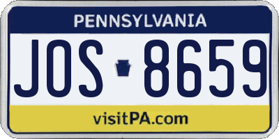 PA license plate JOS8659