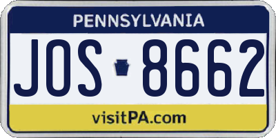 PA license plate JOS8662