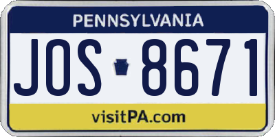 PA license plate JOS8671