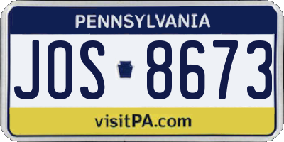 PA license plate JOS8673