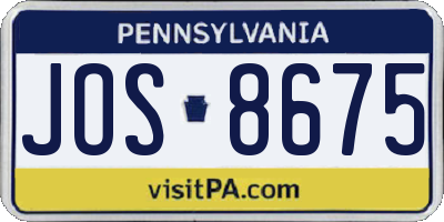 PA license plate JOS8675